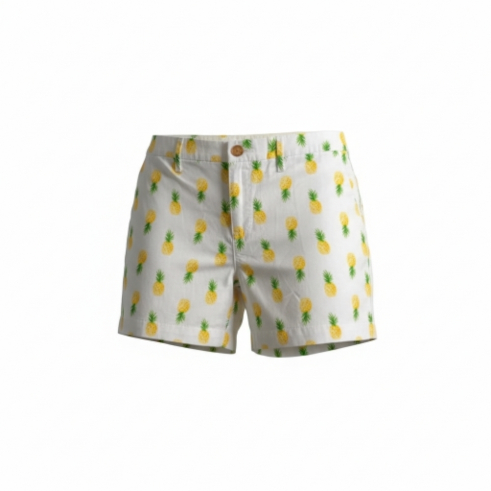 Pineapple Print White Women's Shorts